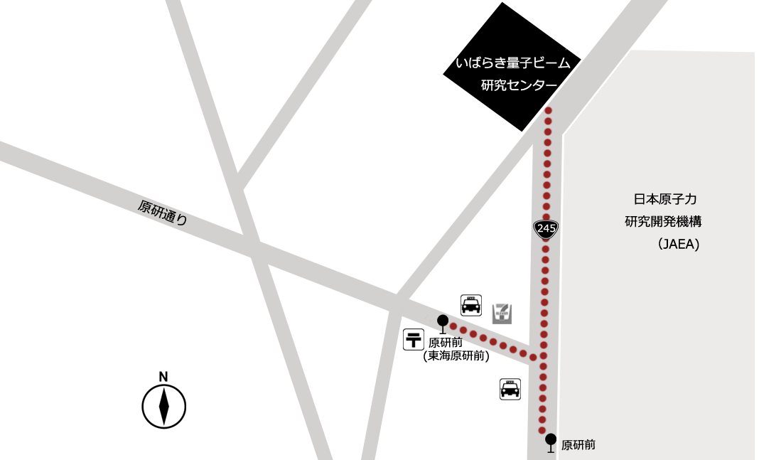 最寄駅からCROSS中性子科学センターまでの地図